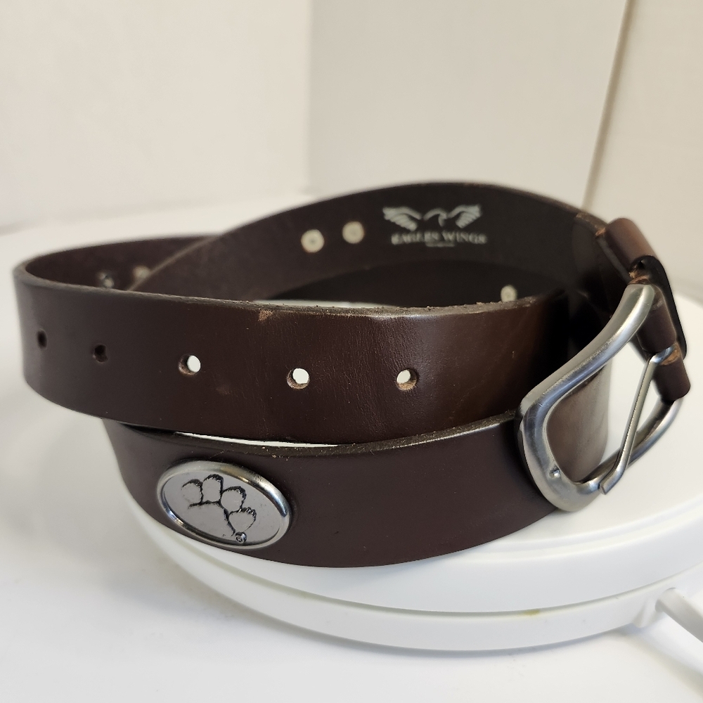 Eagles Wings Leather Belt Clemson Tigers Sz 36 Brown With Silver Conchos - Picture 6 of 9